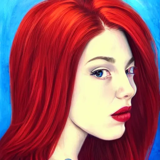 Image similar to Portrait of a beautíful young lady with red hair, sharp, detailed, award winning, arstation, pinterest