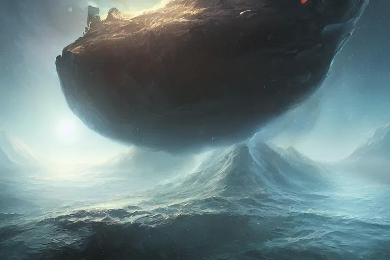 Image similar to primordial waters, chaos, the world without form and void, darkness shone on the face of the deep, amazing concept painting by Jessica Rossier