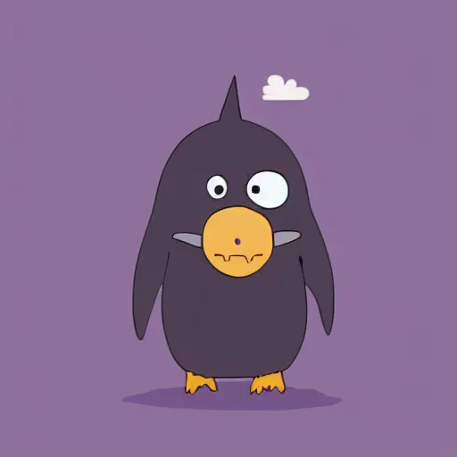 Image similar to 2 d matte purple penguin holding key studio ghibli style