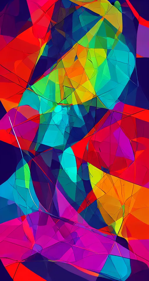 Prompt: A beautiful colorful abstract minimalist vector illustration, black background, artstation, digital 2d drawing, award winning