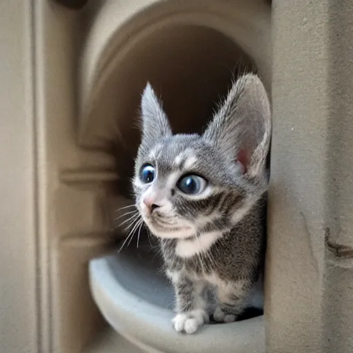 Prompt: photo of a gargoyle kitten