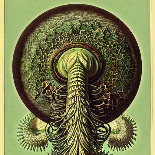 Image similar to hyperrealistic detail atlas of cthulhu creatrues by james audubon ernst haeckel