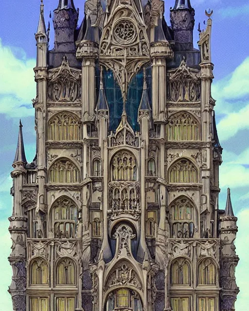 Image similar to haunted gothic castle highly detailed art nouveau rococo architecture detailed matte painting, atmosphere, dramatic lighting, epic composition, close up, low angle, wide angle, by miyazaki, nausicaa ghibli, breath of the wild
