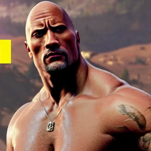 Prompt: a photo of Dwayne Johnson as a GTA 5 cutscene effect,