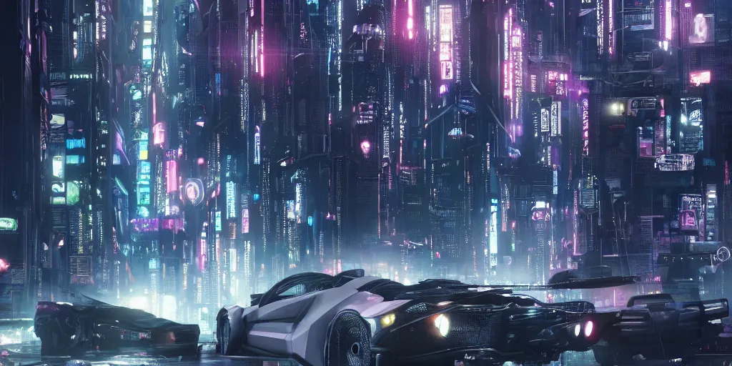 Prompt: cyberpunk city, cyberpunk car lamborgini counatch, blade runner style, visual byoperator roger deakins, by neill blomkamp, elysium and altered carbon style, extreamly detailed, by ghost in the shell, by mamoru oshii