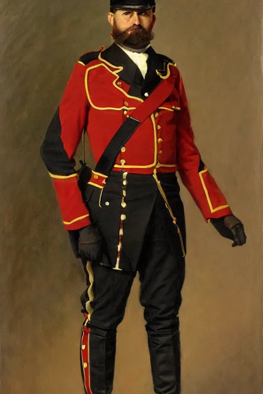 Prompt: full body portrait of the dictator of the portland trailblazers, 1 8 8 9, in full military garb, oil on canvas by william sidney mount, trending on artstation
