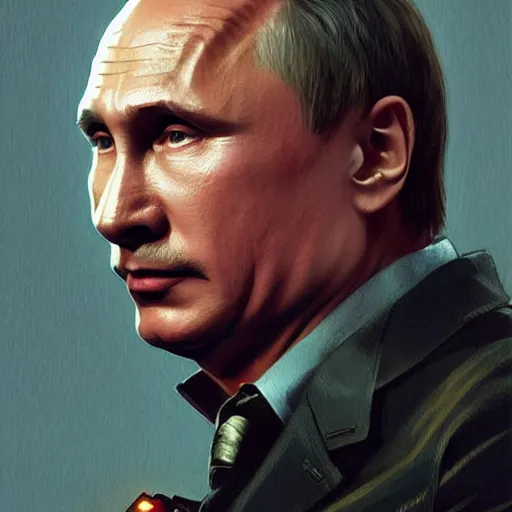 Prompt: Vladimir Putin as Hans Gruber from Die Hard movie, portrait, highly detailed, digital painting, artstation, concept art, smooth, sharp focus, illustration, cinematic lighting, art by artgerm and greg rutkowski and alphonse mucha