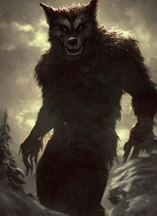 Image similar to portrait, werewolf Santa Clause, dark, gritty, scary, dramatic lighting, cinematic, establishing shot, extremly high detail, foto realistic, cinematic lighting, post processed, concept art, artstation, matte painting, style by eddie mendoza, raphael lacoste, alex ross