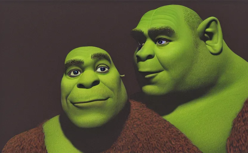 Prompt: 70s movie still full-lenght portrait of Shrek, by Irving Penn, Cinestill 800t 35mm Eastmancolor, heavy grainy picture, very detailed, high quality, 4k, HD criterion, precise texture