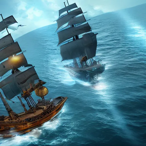 Image similar to ancient ship battle, highly detailed, photorealistic portrait, bright studio setting, studio lighting, crisp quality and light reflections, unreal engine 5 quality render