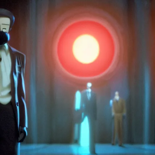 Image similar to a cinematic film still from a 2001 Pixar horror movie about an evil Billionaire that creates a virus to control the population, in the style of Pixar, shallow depth of focus