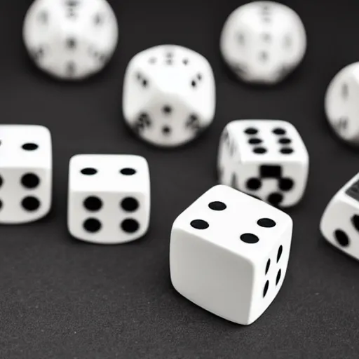 Prompt: a 5 0 mm macro shot of fipping dice, depth of field, high resolution