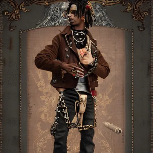 Image similar to playboi carti in steampunk style digital art 4 k the detailed super realistic