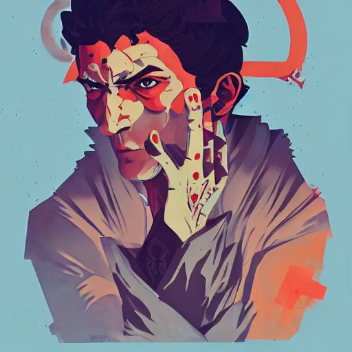 Image similar to Zagreus Hades profile picture by Sachin Teng, asymmetrical, Organic Painting , Matte Painting, geometric shapes, hard edges, graffiti, street art:2 by Sachin Teng:4