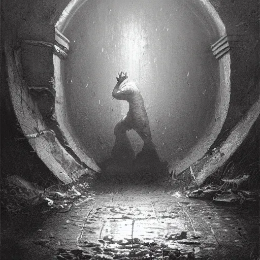 Image similar to a clown in the sewer by Gustave Doré and Greg Rutkowski