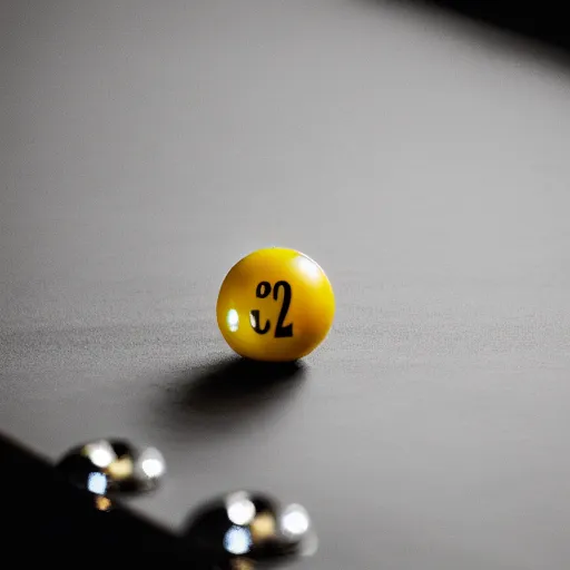 Prompt: a yellow billiard ball with the number '42', macro photo 105mm trending on 500px