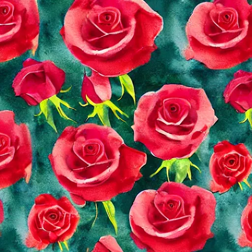 Prompt: watercolor red roses