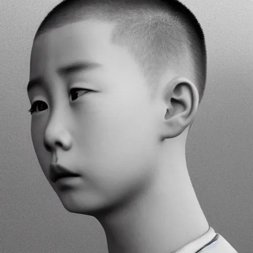 Image similar to chinese boy with buzz cut, cinematic art