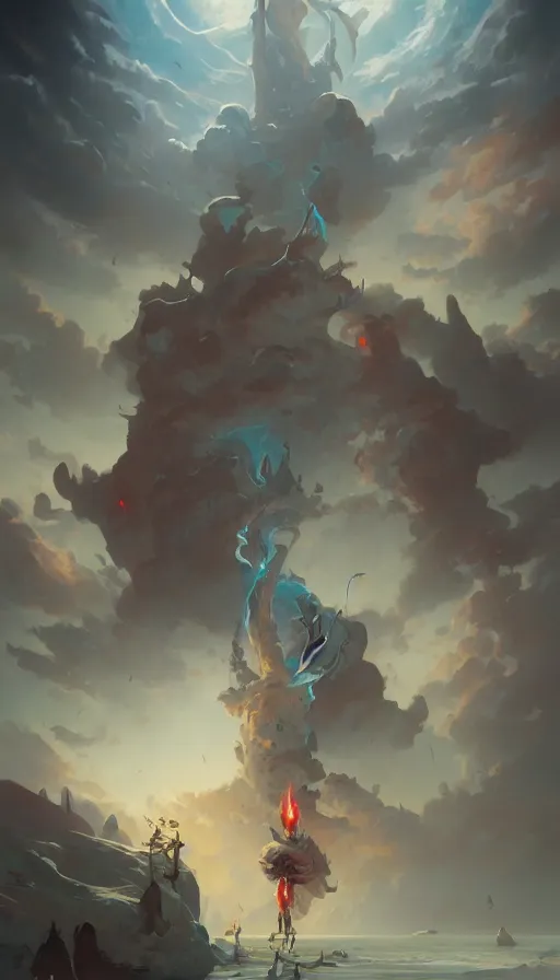 Image similar to the end of the world, by peter mohrbacher