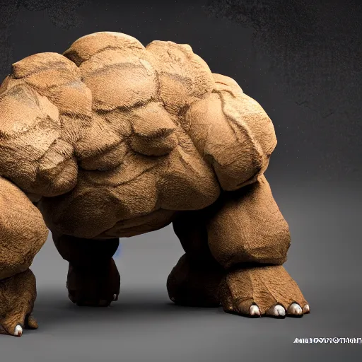 Image similar to photography of a realistic golem animal, ultra detailed, 8 k, cinematic lighting, natural background, trending on artstation, pokemon