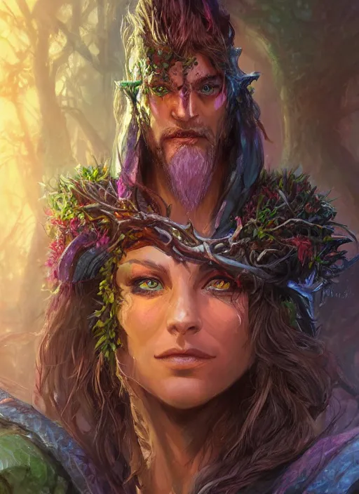 Image similar to druid, dndbeyond, bright, colourful, realistic, dnd character portrait, full body, pathfinder, pinterest, art by ralph horsley, dnd, rpg, lotr game design fanart by concept art, behance hd, artstation, deviantart, hdr render in unreal engine 5