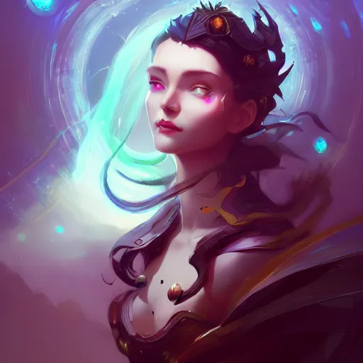 Image similar to a portrait of a beautiful morgan le fay, art by pete mohrbacher and guweiz and ilya kuvshinov, digital art, highly detailed, intricate, sci - fi, sharp focus, trending on artstation hq, deviantart, unreal engine 5, 4 k uhd image