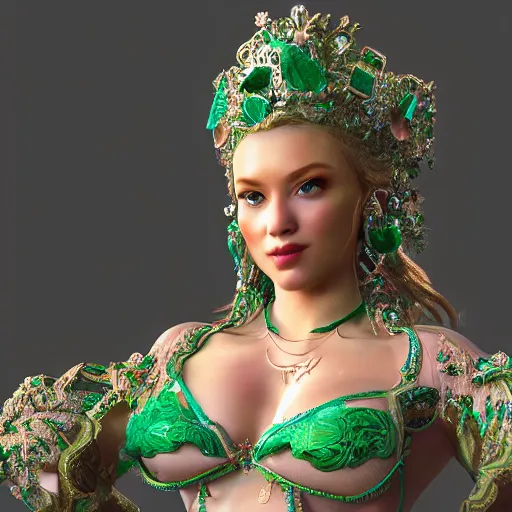 Image similar to wonderful princess of emerald with fair skin, ornate 8 k gorgeous intricate detailed, accent lighting, dramatic light, octane render