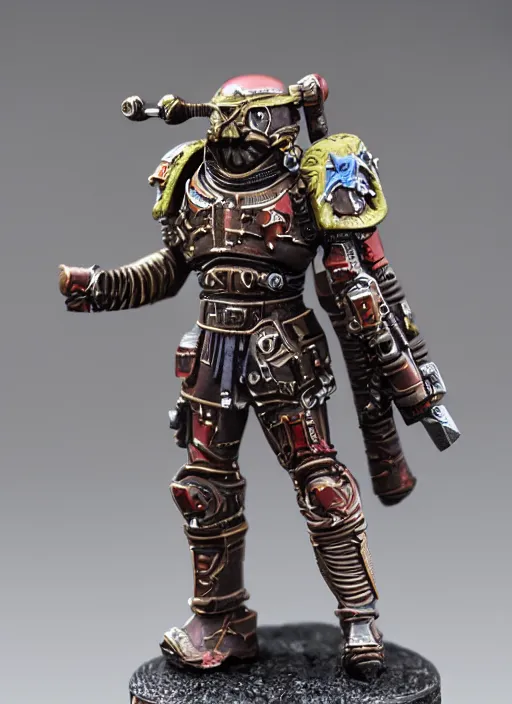 Image similar to 8 0 mm resin detailed miniature of a warhammer 4 0 k futuristic roman warror, product introduction photos, 4 k, full body,