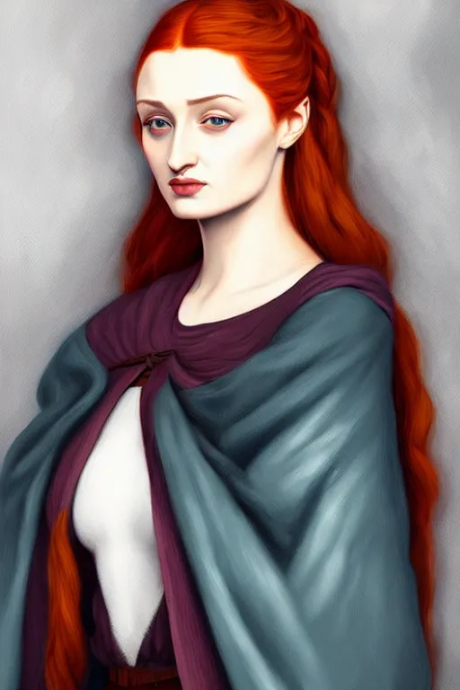 Image similar to sansa, painting by rossetti, detailed art, artstation