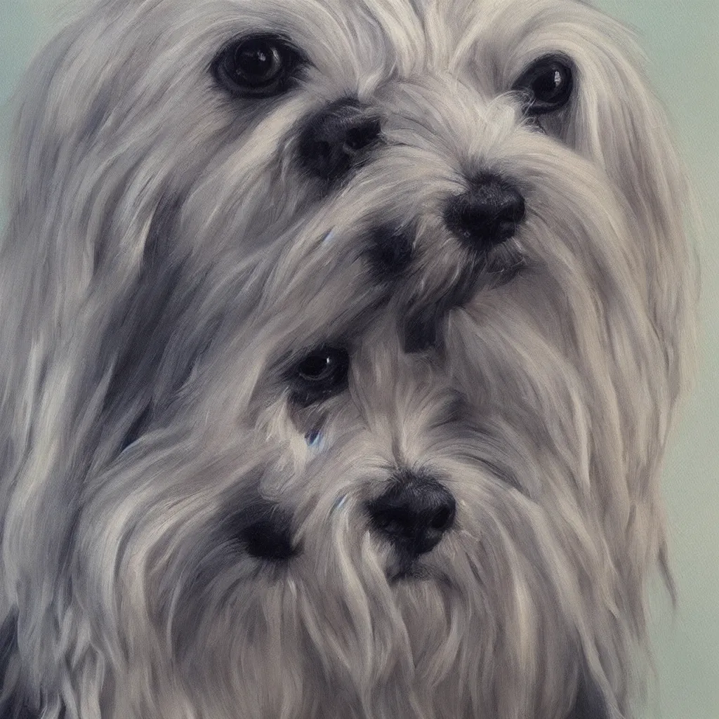 Prompt: a maltese terrier portrait, concept art by yulia zhuchkova, lord raven art print,