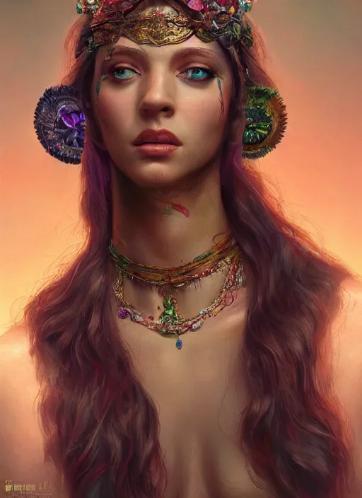 Image similar to goddess guiot, antique, vivid colors, fantasy, elegant, concept art, sharp focus, beautiful face!!, digital art, hyper - realistic, 4 k, unreal engine, highly detailed, hd, dramatic lighting by brom, trending on artstation