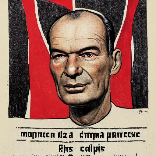 Image similar to portrait of Jacques Chirac, the prophet of the Common People, in the style of Soviet propaganda, high details, symmetrical face