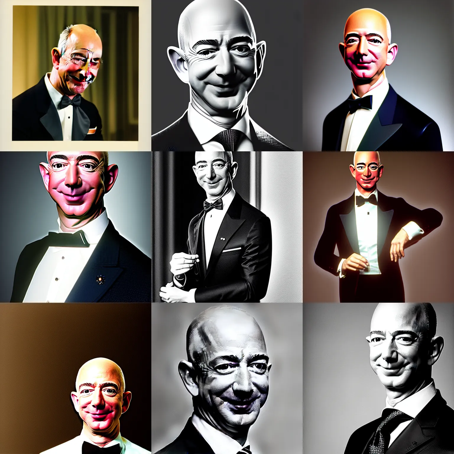 Prompt: Jeff Bezos as a butler, 1970, 50mm, portrait