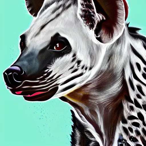 Image similar to digital painting of a hyena with white spots