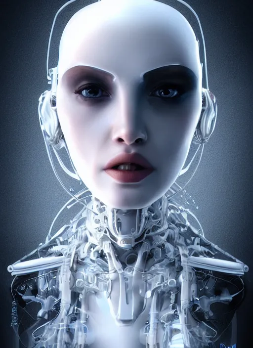 Prompt: a white cast futuristic biomechanical humanoid woman with prety face, futuristic digital painting, cyberpunk, 8 k,