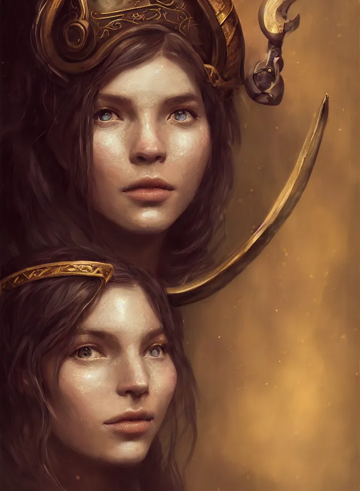 Image similar to a face portrait of a beautiful girl as a bard from skyrim, fantasy setting, beautiful face, serene colors, soft lighting, atmospheric, cinematic, moody, in the style of diego koi, gina heyer, luiz escanuela, art by alyssa monk, hyperrealism, rule of thirds, golden ratio, oil on canvas, 8 k