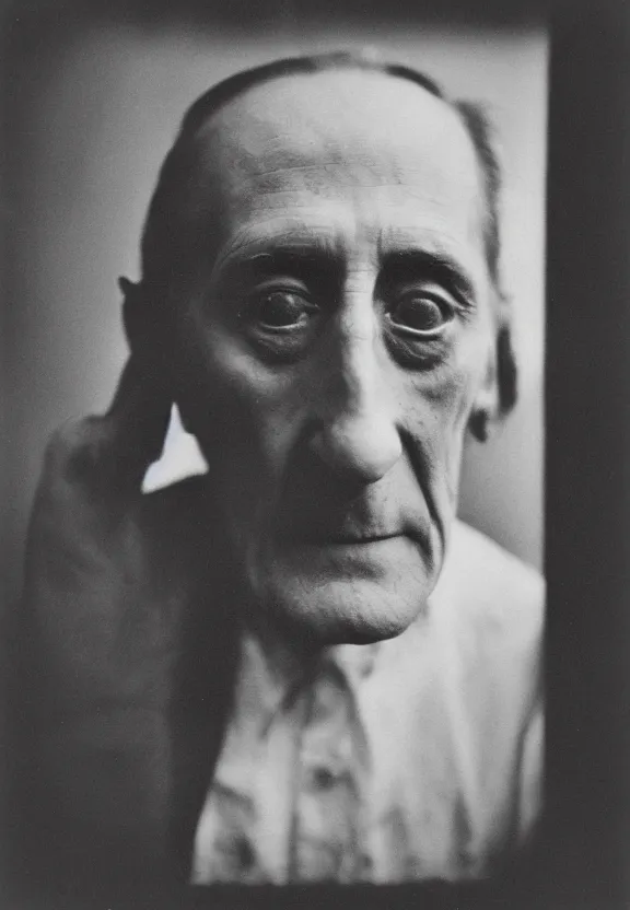 Prompt: a close - up casual photo of marcel duchamp trapped inside a readymade object, blurry, 1 9 2 0 s monochrome snapshot, graflex 4 x 5, f 1. 8, 3 5 mm, ilford delta 3 2 0 0 pro