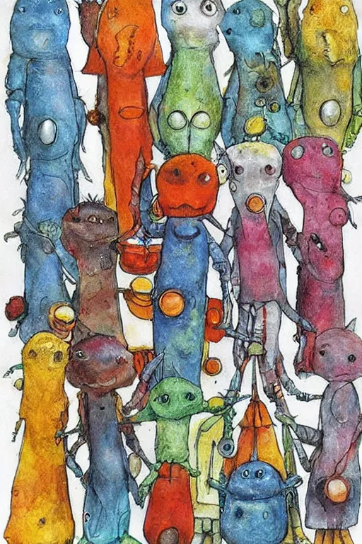 Image similar to cute aliens shopping for clothes by jerry pinkney