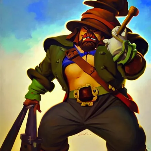 Image similar to Greg Manchess portrait painting of LeChuck as Overwatch character, medium shot, asymmetrical, profile picture, Organic Painting, sunny day, Matte Painting, bold shapes, hard edges, street art, trending on artstation, by Huang Guangjian and Gil Elvgren and Sachin Teng