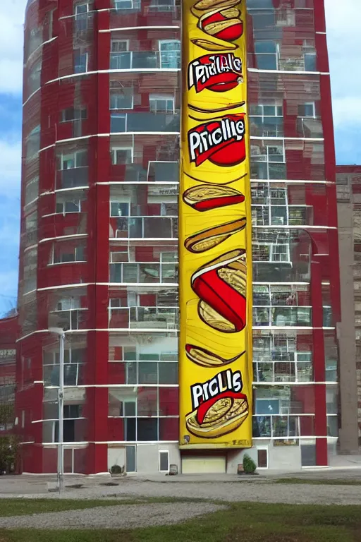 Prompt: a building made of pringles