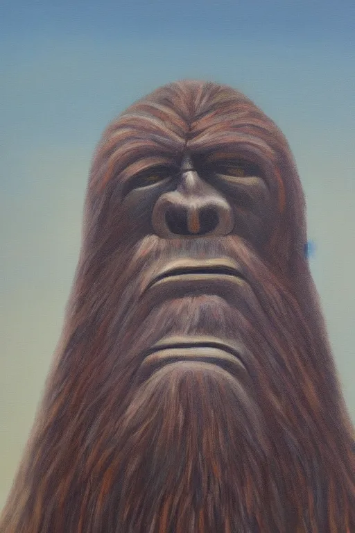 Prompt: an oil painting of Bigfoot in the style of a presidential portrait, national portrait gallery