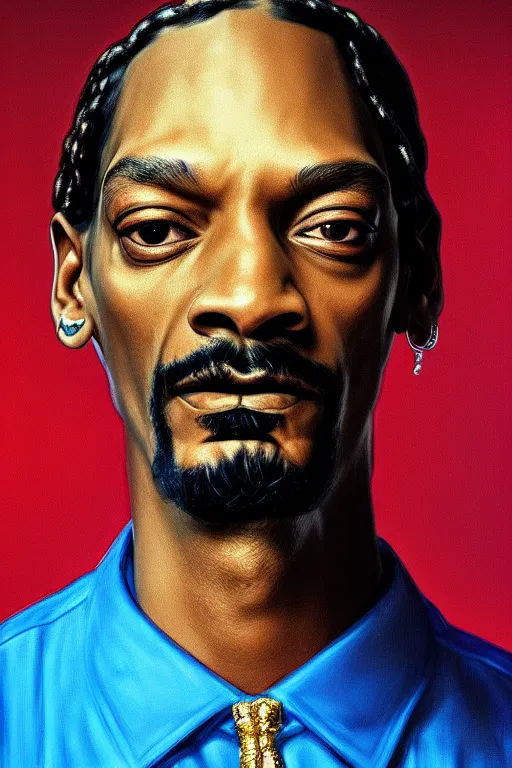 Image similar to Portrait of snoop dog as gangster, elegant, photorealistic, highly detailed, artstation, smooth, sharp focus, gold ornaments, neon lighting, sci-fi, art by Klimt