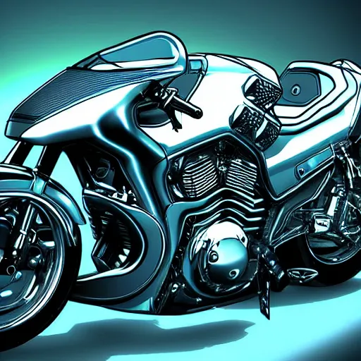 Image similar to cyberpunk motorcycle, realistic style, high detail, chrome, neon