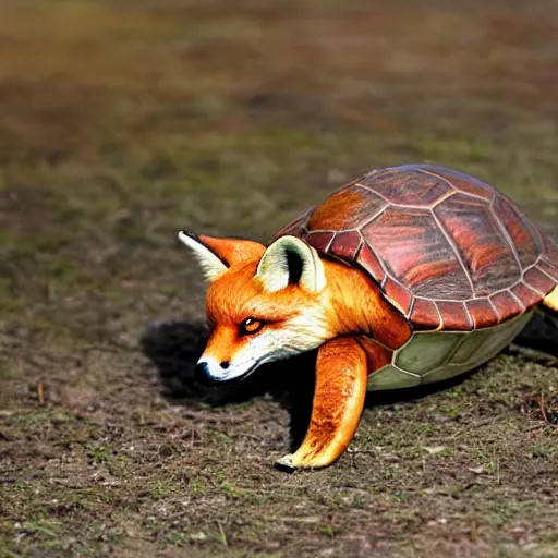 Image similar to a turtle that looks like a fox, a fox turtle hybrid