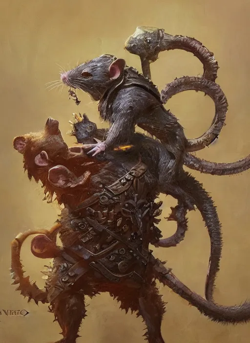 Image similar to Oil painting of a rat, D&D, Magic The Gathering, by Craig Mullins, Nekro, Victo Ngai, centered, symmetrical, 8k, sharp focus