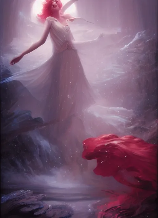 Image similar to a mage casting a frost spell by charlie bowater and john howe and delphin enjolras