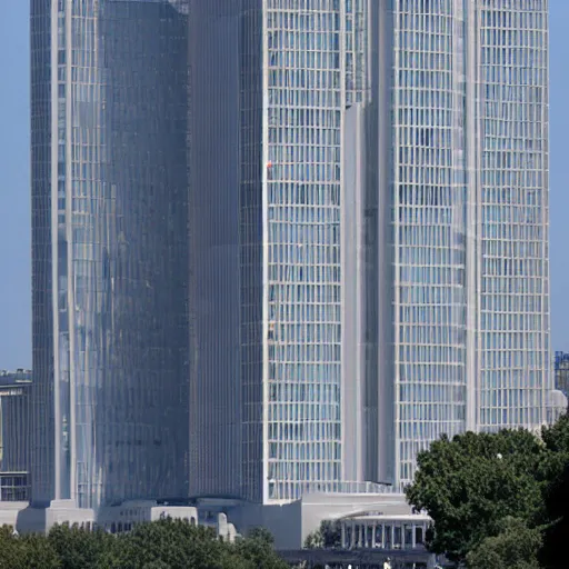 Image similar to dystopian futuristic totalitarian capital building in washington dc