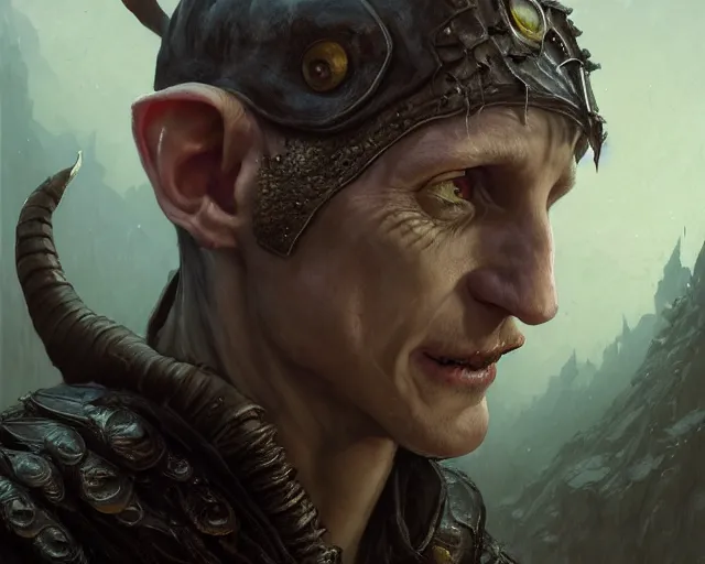 Prompt: highly detailed portrait of robin lord taylor as a fantasy goblin, in skyrim, stephen bliss, unreal engine, fantasy art by greg rutkowski, loish, rhads, ferdinand knab, makoto shinkai and lois van baarle, ilya kuvshinov, rossdraws, tom bagshaw, global illumination, radiant light, detailed and intricate environment