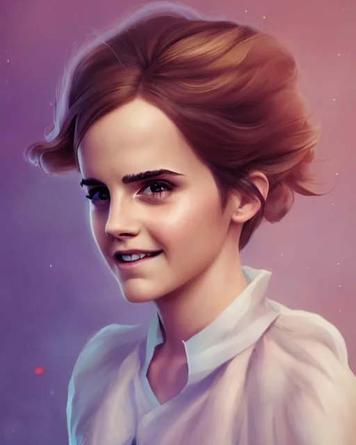 Image similar to beautiful full body Emma Watson smiling, art by Annegret Soltau, lois van baarle and loish and ross tran and rossdraws and sam yang and samdoesarts and artgerm, digital art, highly detailed, intricate, sharp focus, Trending on Artstation HQ, deviantart, unreal engine 5, 4K UHD image, 3D unreal 5, DAZ, hyperrealistic, octane render, cgsociety, Photolab, Lightroom, 4K, Dolby Vision, Photography Award, Irving Penn