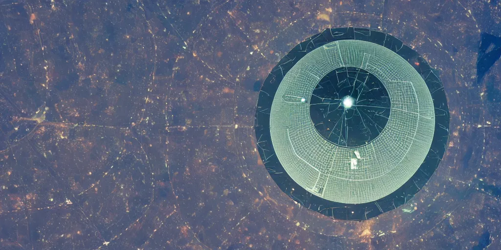 Image similar to satellite photo of a futuristic interplanetary dome